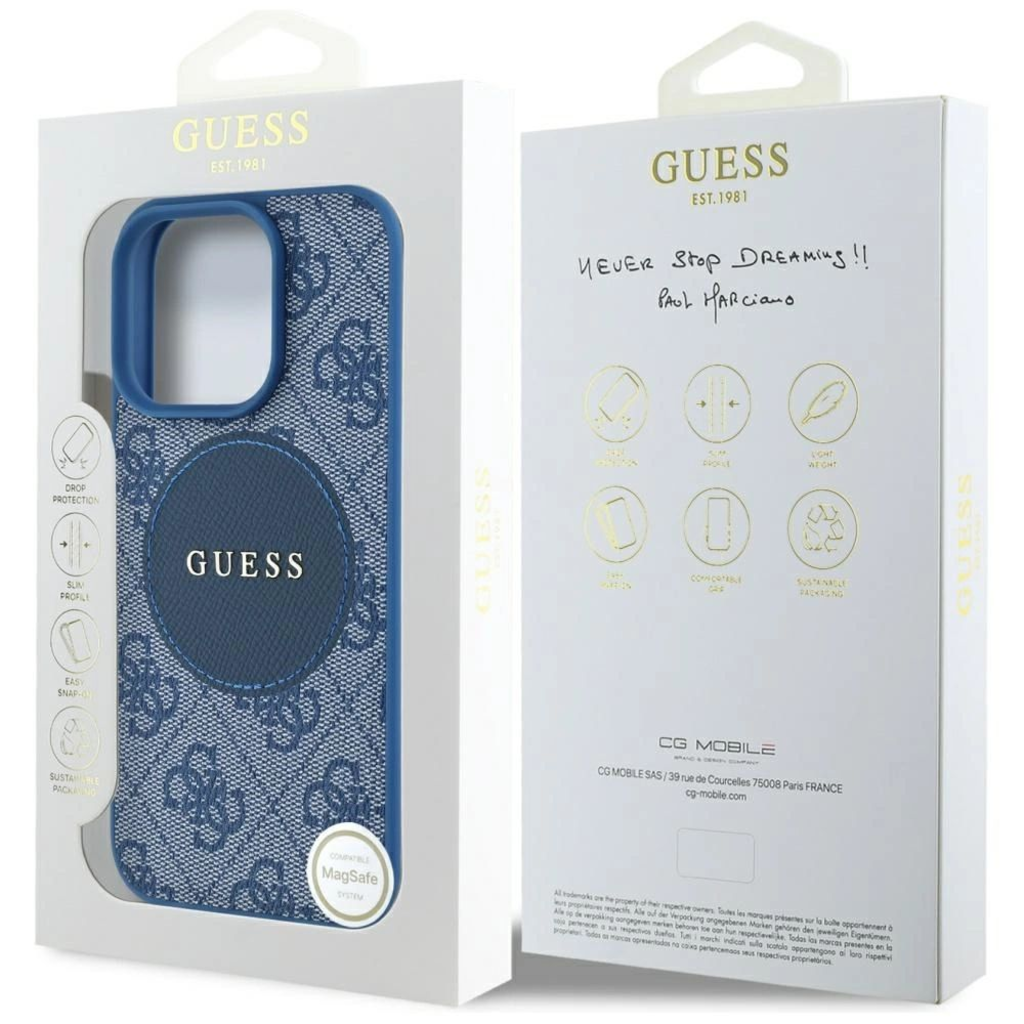  iPhone 16 Pro Max Kék Guess 4G Circle Classic Logo MagSafe tok - 8