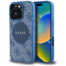 Guess 4G Circle Classic Logo MagSafe tok iPhone 16 Pro - kék