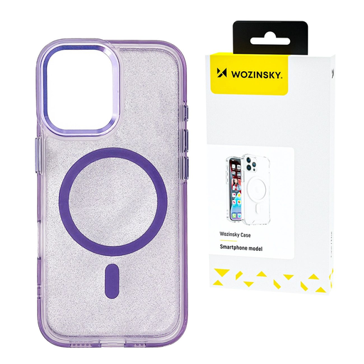 Wozinsky Glitter tok MagSafe kompatibilitással Samsung Galaxy S25+ - Lila csillogó tok Wozinsky Glitter tok MagSafe kompatibilitással Samsung Galaxy S25+ - Lila csillogó tok