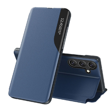 Eco Leather View Case elegáns fliptok lehajtható fedéllel és állvánnyal Samsung Galaxy S25 Edge - kék tok