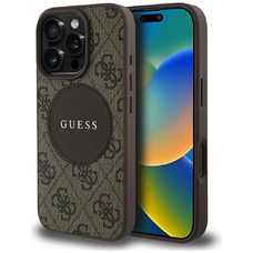 Guess 4G Circle Classic Logo MagSafe tok iPhone 16 Pro - barna