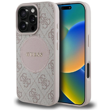 Guess 4G Circle Classic Logo MagSafe iPhone 16 Pro tok - Rózsaszín