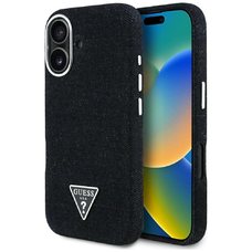 Guess Denim Triangle Logo MagSafe tok iPhone 16-hoz - fekete