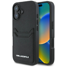 Karl Lagerfeld HC Grained PU Cardslot Metal Elong iPhone 16 tok - Fekete