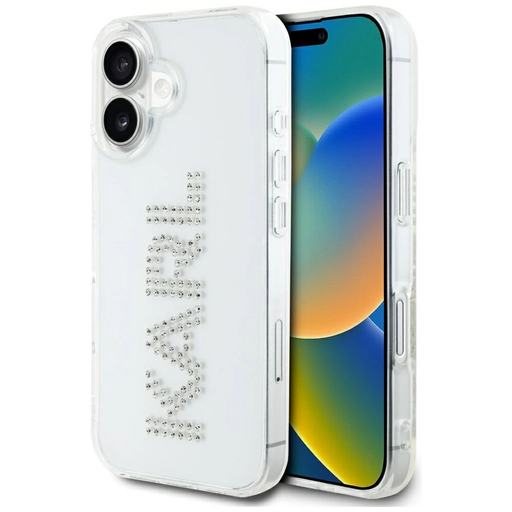Karl Lagerfeld IML Rhinestones Logo iPhone 16 tok - Átlátszó Karl Lagerfeld IML Rhinestones Logo iPhone 16 tok - Átlátszó