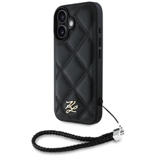 Karl Lagerfeld Tűzdelt Kezdőbetűs Logó & Láncos Szíj iPhone 16 tok - Fekete tok