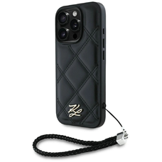 Karl Lagerfeld Steppelt Kezdőbetű Logós és Láncos iPhone 16 Pro tok - Fekete
