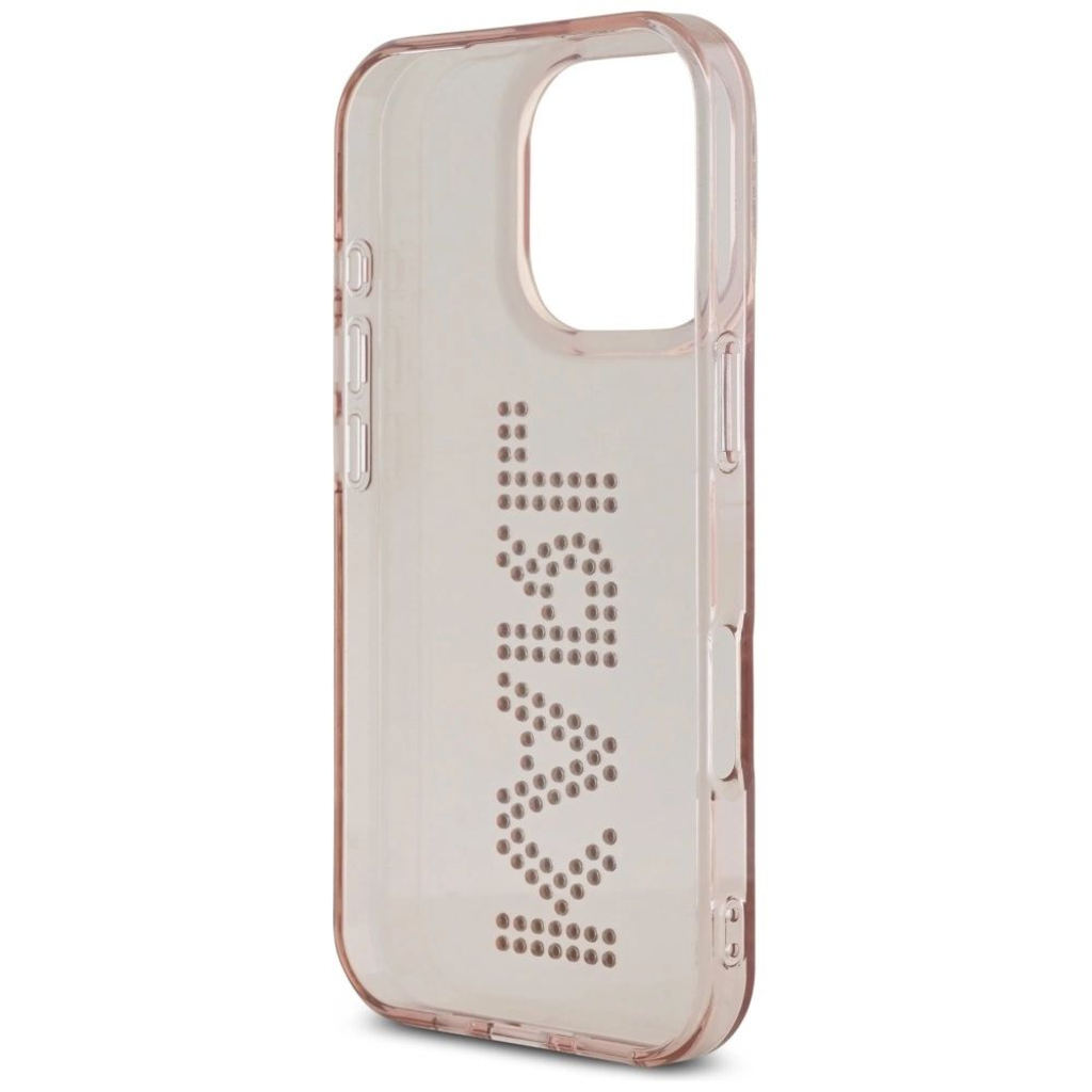  iPhone 16 Pro Max Karl Lagerfeld IML Rhinestones Logo tok - Pink - 7