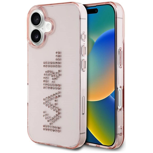 Karl Lagerfeld IML Rhinestones Logo iPhone 16 tok - Rózsaszín Karl Lagerfeld IML Rhinestones Logo iPhone 16 tok - Rózsaszín