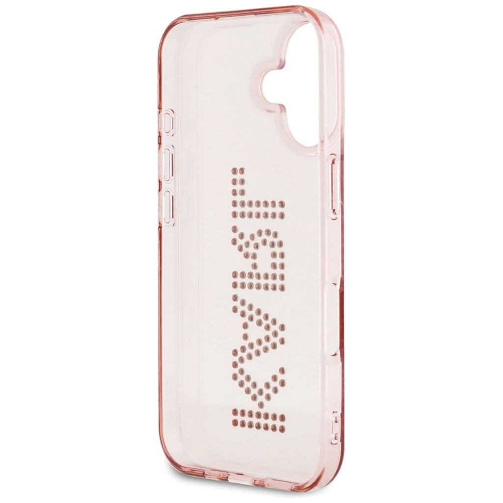  iPhone 16 Rózsaszín Karl Lagerfeld IML Rhinestones Logo tok - 7