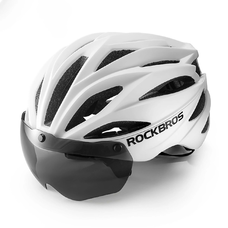 Rockbros Biciklis Sisak Napellenzővel és UV Védelemmel, Levehető Szemüveggel, Unisex, Matt - Fehér