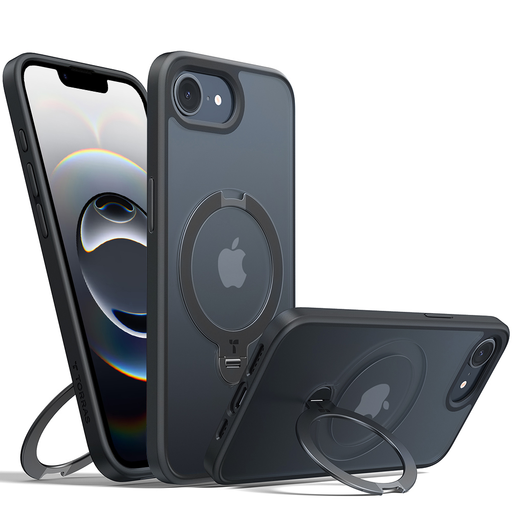Torras - Ostand Spin Sorozat - iPhone 16e - Fekete tok Torras - Ostand Spin Sorozat - iPhone 16e - Fekete tok
