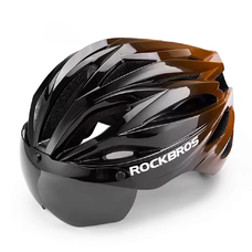 Rockbros Biciklis Sisak Napellenzővel és Levehető UV Védő Szemüveggel, Unisex - Fekete/Barna