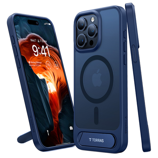 Torras - Pstand - iPhone 15 Pro - Sötétkék tok Torras - Pstand - iPhone 15 Pro - Sötétkék tok