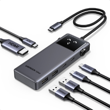  Ugreen - Docking Station Uno 6 az 1-ben CM888 (35998) - LED kijelző, 2x USB, 2x Type-C, HDMI, 10Gb/s, 4K, 100W SD/TF foglalat - Fekete