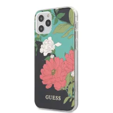 iPhone 12 Pro MAX Guess GUHCP12MIMLFL01 Flower N1 virágmintás tok fekete