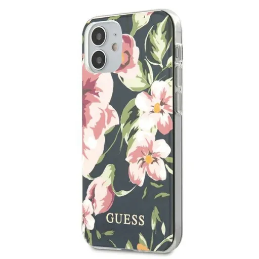 iPhone 12 Mini Guess GUHCP12SIMLFL03 Flower N3 virágmintás tok fekete