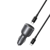  Ugreen - Autós Töltő EC705 (55511) - Telefonhoz, Laptophoz, Gyors Töltés, LED Világítás, 2x USB-C, USB, 130W, Type-C Kábellel - Szürke - 0. kép