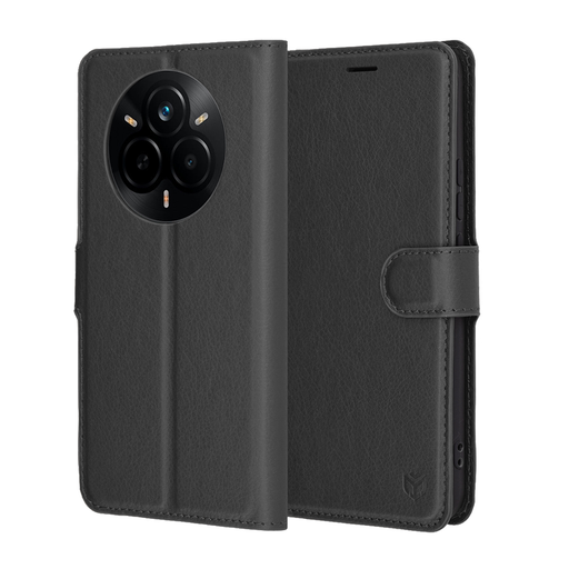 Techsuit - Bőr Tok - Realme 14 Pro - Fekete tok Techsuit - Bőr Tok - Realme 14 Pro - Fekete tok