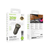 Borofone Autós töltő BZ32A Fresh - USB + Type C - QC 3.0 PD 30W Type C - Lightning kábellel szürke - 4. kép