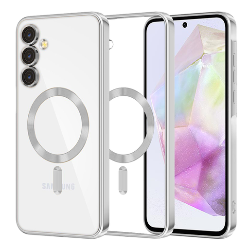  Techsuit - Luxus Kristály MagSafe - Samsung Galaxy A35 5G - Ezüst tok