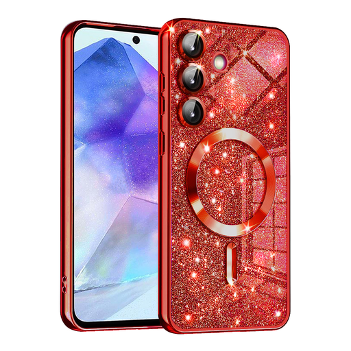 Techsuit - Luxus Csillogó MagSafe - Samsung Galaxy A55 5G - Piros tok Techsuit - Luxus Csillogó MagSafe - Samsung Galaxy A55 5G - Piros tok
