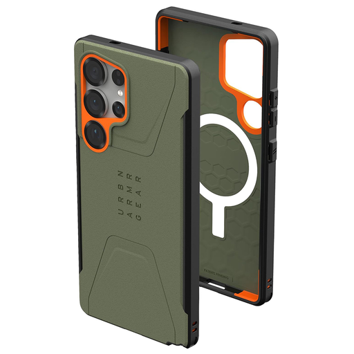 UAG - Civilian Pro MagSafe - Samsung Galaxy S25 Ultra - Olívzöld / Narancs tok UAG - Civilian Pro MagSafe - Samsung Galaxy S25 Ultra - Olívzöld / Narancs tok