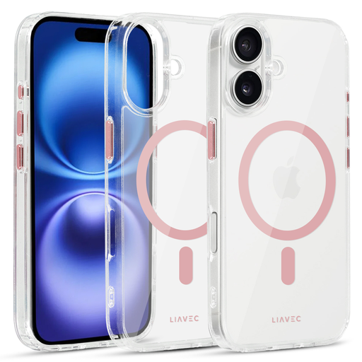 Liavec Glossy Magsafe átlátszó tok iPhone 16 rózsaszín tok Liavec Glossy Magsafe átlátszó tok iPhone 16 rózsaszín tok