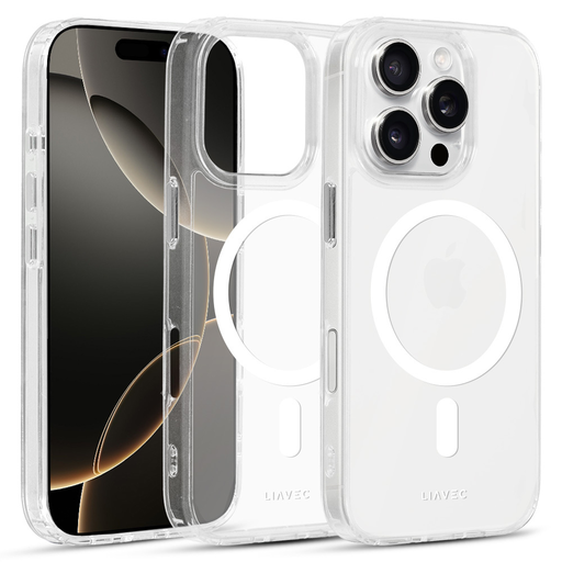 Liavec fényes Magsafe átlátszó tok iPhone 16 Pro fehér tok Liavec fényes Magsafe átlátszó tok iPhone 16 Pro fehér tok