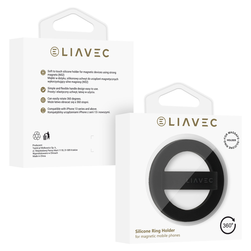 Liavec Ring gyűrű Magsafe fekete