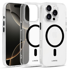 Liavec Fényes Magsafe Átlátszó fekete tok iPhone 16 Pro-hoz