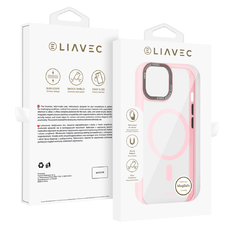 Liavec Hybrid Magsafe átlátszó tok iPhone 15 light pink tok