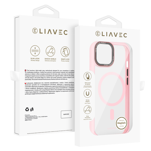 Liavec Hybrid Magsafe átlátszó tok iPhone 15 light pink tok Liavec Hybrid Magsafe átlátszó tok iPhone 15 light pink tok