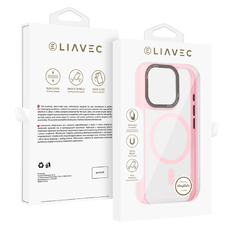 Liavec Hybrid Magsafe átlátszó tok iPhone 16 Pro light pink tok