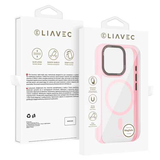 Liavec Hybrid Magsafe átlátszó tok iPhone 16 Pro light pink tok Liavec Hybrid Magsafe átlátszó tok iPhone 16 Pro light pink tok