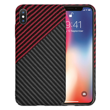  Techsuit - Karbonszálas borítás - iPhone X / iPhone XS - Vörös Vortex tok