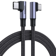 Ugreen Elbow Nylon harisnyázott USB Type C - USB Type C kábel döntött fejjel 1m 5A PD 100W fekete (US335 70696)