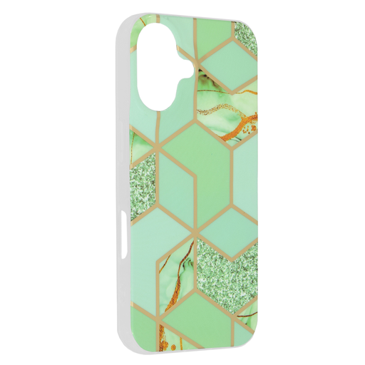 Technőruha - Márvány Sorozat - iPhone 16 - Zöld Hex tok Technőruha - Márvány Sorozat - iPhone 16 - Zöld Hex tok