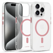 Liavec Glossy Magsafe Átlátszó tok iPhone 15 Pro Max rózsaszín tok