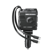 XO autós töltő CC66 104W 1x USB 1x USB-C fekete USB-C és Lightning kábellel