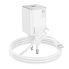 HOCO hálózati töltő Type C + Type C - Lightning kábel QC PD 20W N40 fehér - 0. kép