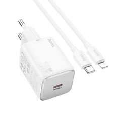 HOCO hálózati töltő Type C + Type C - Lightning kábel QC PD 20W N40 fehér