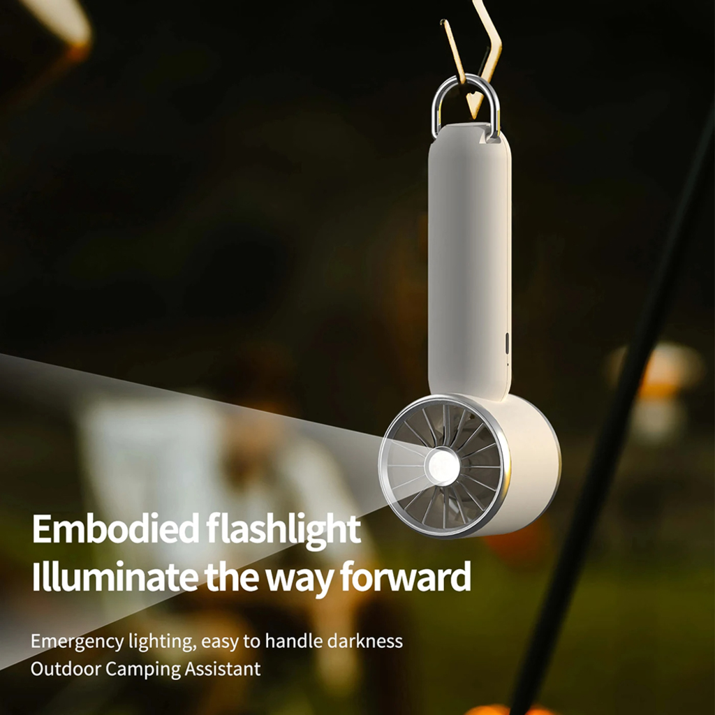  Techsuit - Kézi Ventilátor (HX138) - Hordozható, Újratölthető, Három Sebességes, Zseblámpával, 1200mAh - Sárga - 7