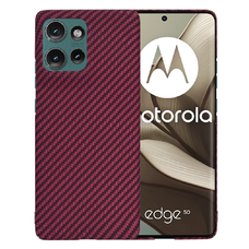 Techsuit - Karbonit Szálhéj - Motorola Edge 50 - Piros tok