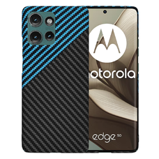  Techsuit - Karbontixrost Ház - Motorola Edge 50 - Kék Impulzus tok