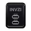 Hálózati töltő INVZI GaN 2x USB-C, 45W, EU (fekete) - 0. kép