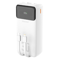 Dudao K15MAX 30000mAh PD 22.5W Powerbank beépített kábelekkel - Fehér