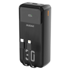 Dudao K15MAX 30000mAh PD 22.5W Powerbank beépített kábelekkel - Fekete