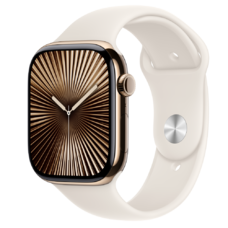 Apple Watch S10 Mobilhálózatos 46mm Arany Titán Tok Szürkület Sport Szíjjal - M/L