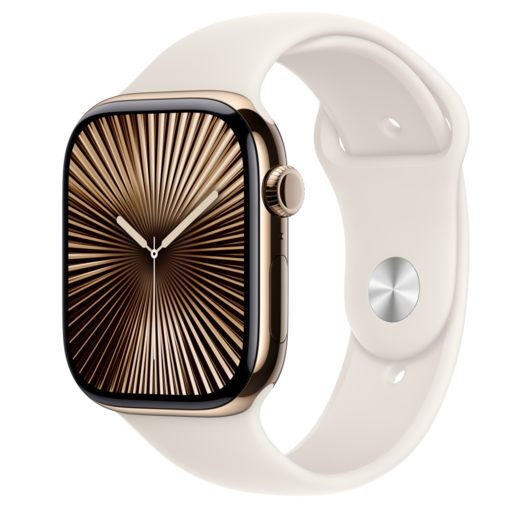 Apple Watch S10 Mobilhálózatos 46mm Arany Titán Tok Szürkület Sport Szíjjal - M/L